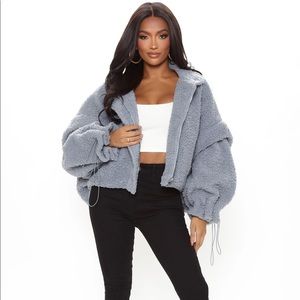 Oversized Cropped Teddy Jacket